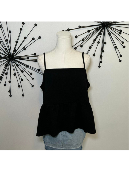 Ann Taylor Tops - Ann Taylor Black Peplum Cami Tank Top Adjustable Strap Sleeveless Blouse